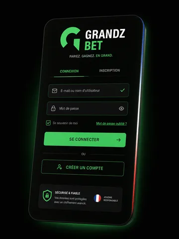 Inscription GrandzBet et création de compte depuis l'application mobile